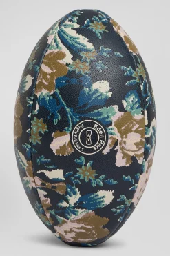 Ballon de rugby bleu marine à motifs floraux