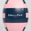Ballon de rugby en cuir rose à quartiers cerclés