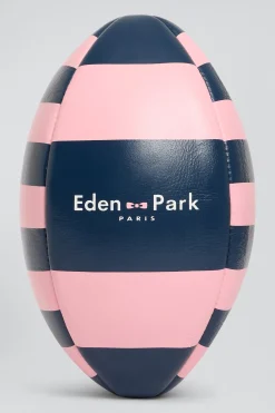 Ballon de rugby en cuir rose à quartiers cerclés