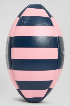 Ballon de rugby en cuir rose à quartiers cerclés