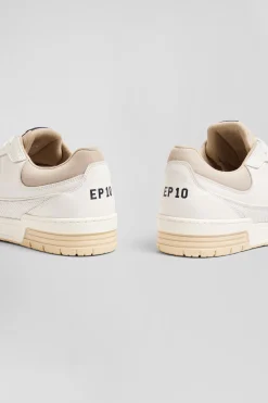 Basket en cuir blanches et beiges EP10