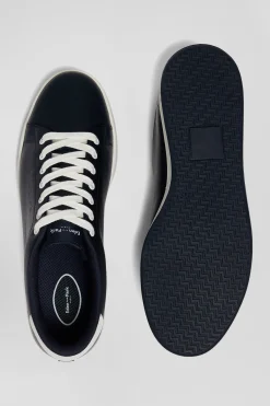 Baskets basses en cuir bleu marine