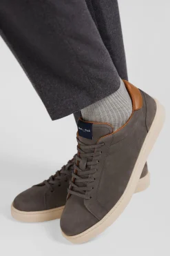 Baskets basses en cuir gris anthracite