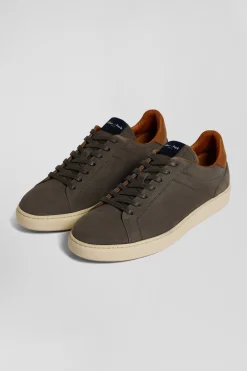 Baskets basses en cuir gris anthracite