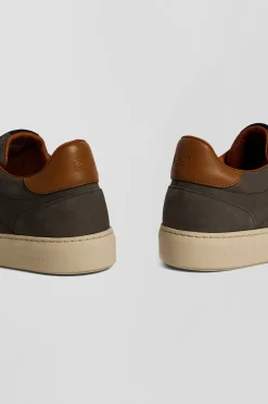 Baskets basses en cuir gris anthracite