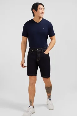 Bermuda bleu foncé en jean brut