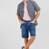 Bermuda bleu foncé en jean effet délavé