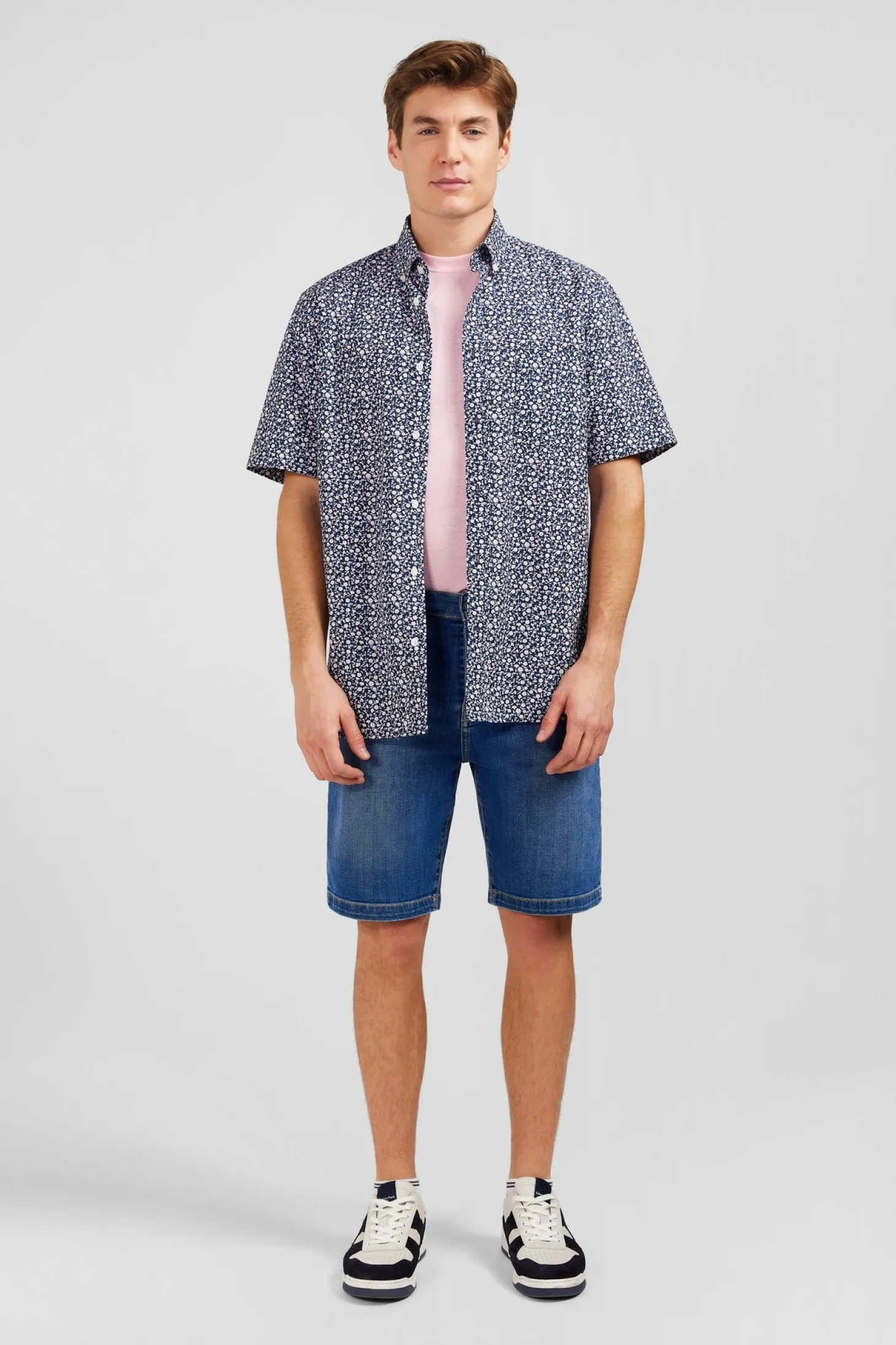 Bermuda bleu foncé en jean effet délavé