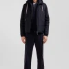 Blouson coupe-vent à capuche bleu marine