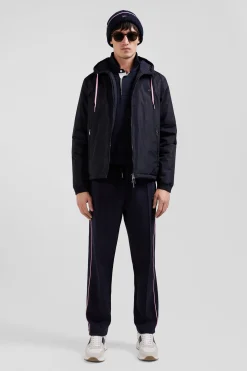 Blouson coupe-vent à capuche bleu marine