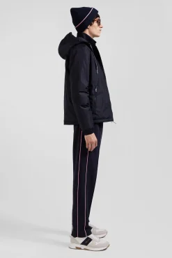 Blouson coupe-vent à capuche bleu marine