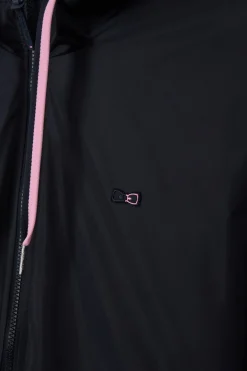 Blouson coupe-vent à capuche bleu marine