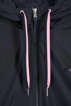 Blouson coupe-vent à capuche bleu marine