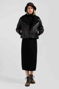 Blouson perfecto en cuir marron coupe Regular