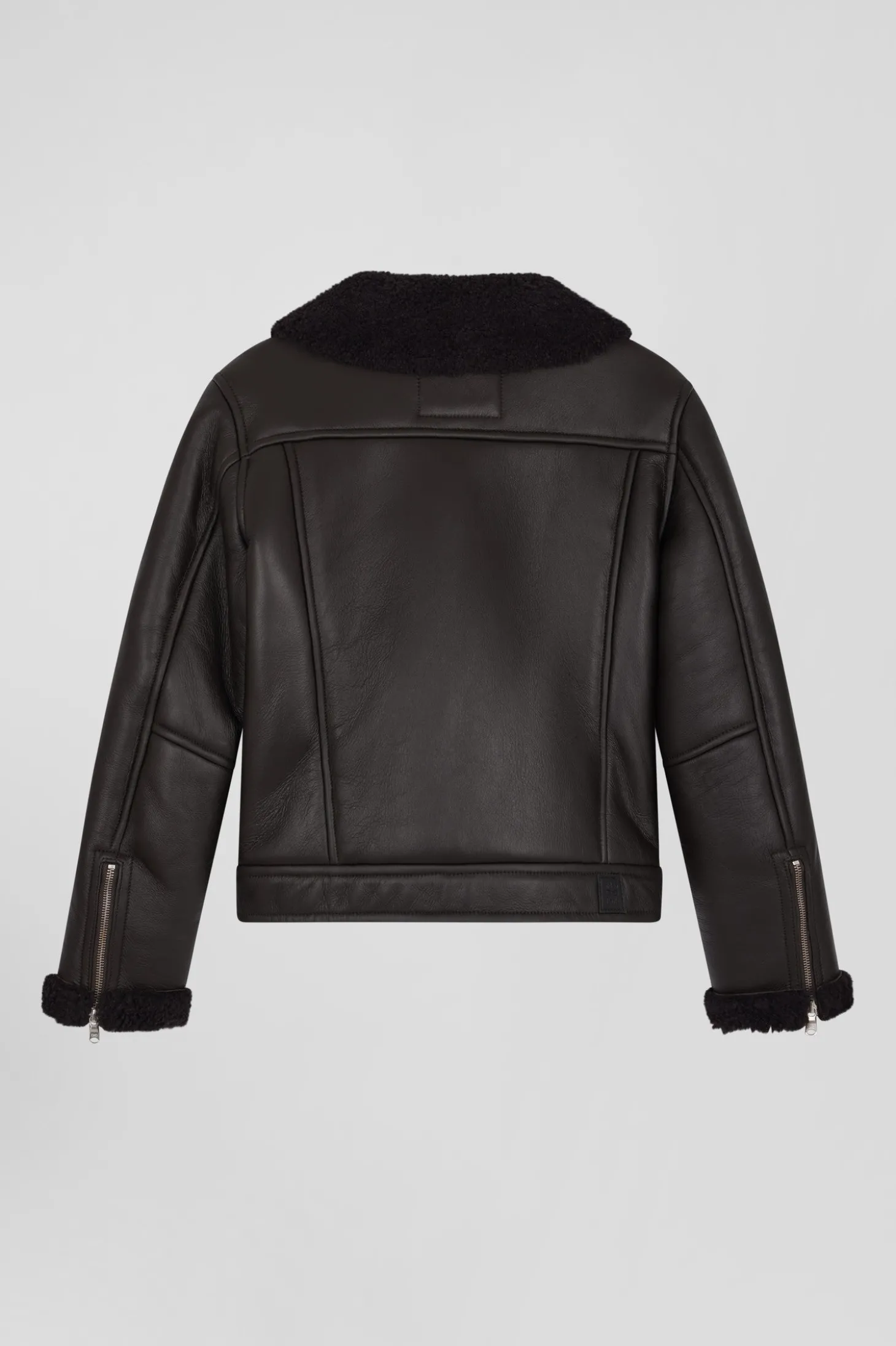 Blouson perfecto en cuir marron coupe Regular