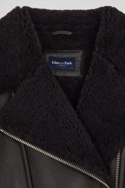 Blouson perfecto en cuir marron coupe Regular
