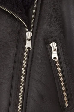 Blouson perfecto en cuir marron coupe Regular