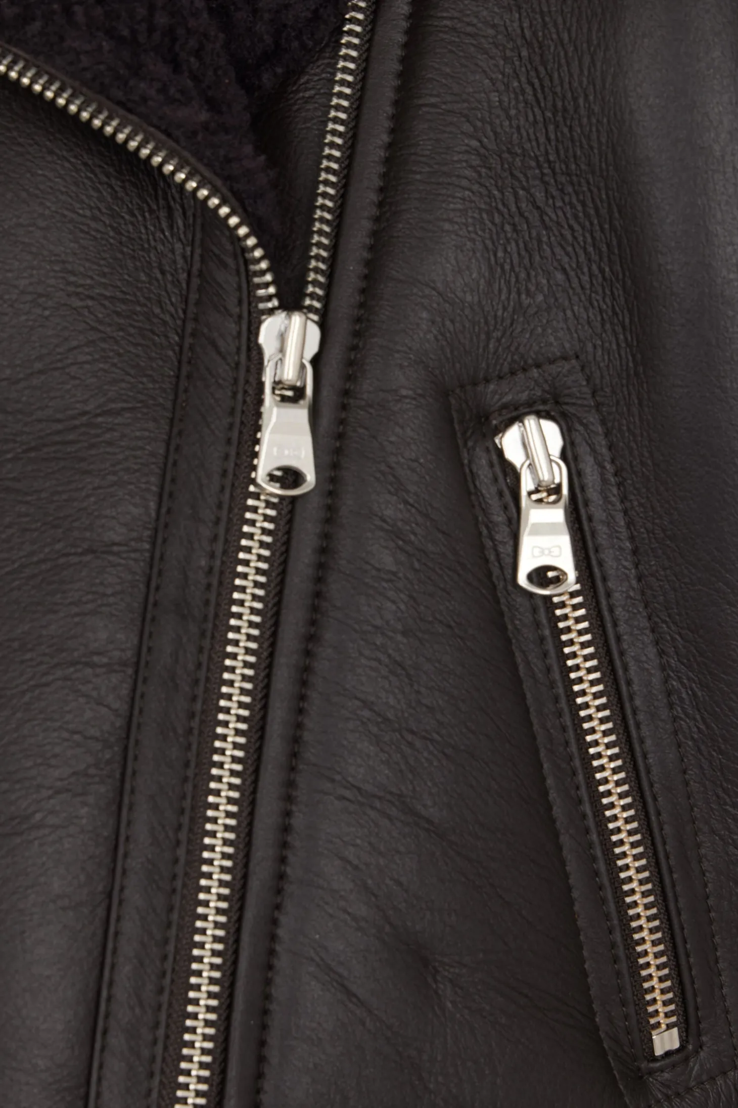 Blouson perfecto en cuir marron coupe Regular