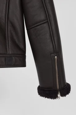 Blouson perfecto en cuir marron coupe Regular