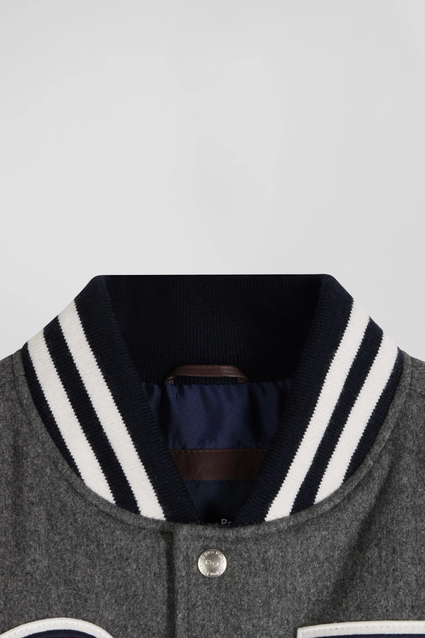 Blouson Teddy gris foncé en cuir