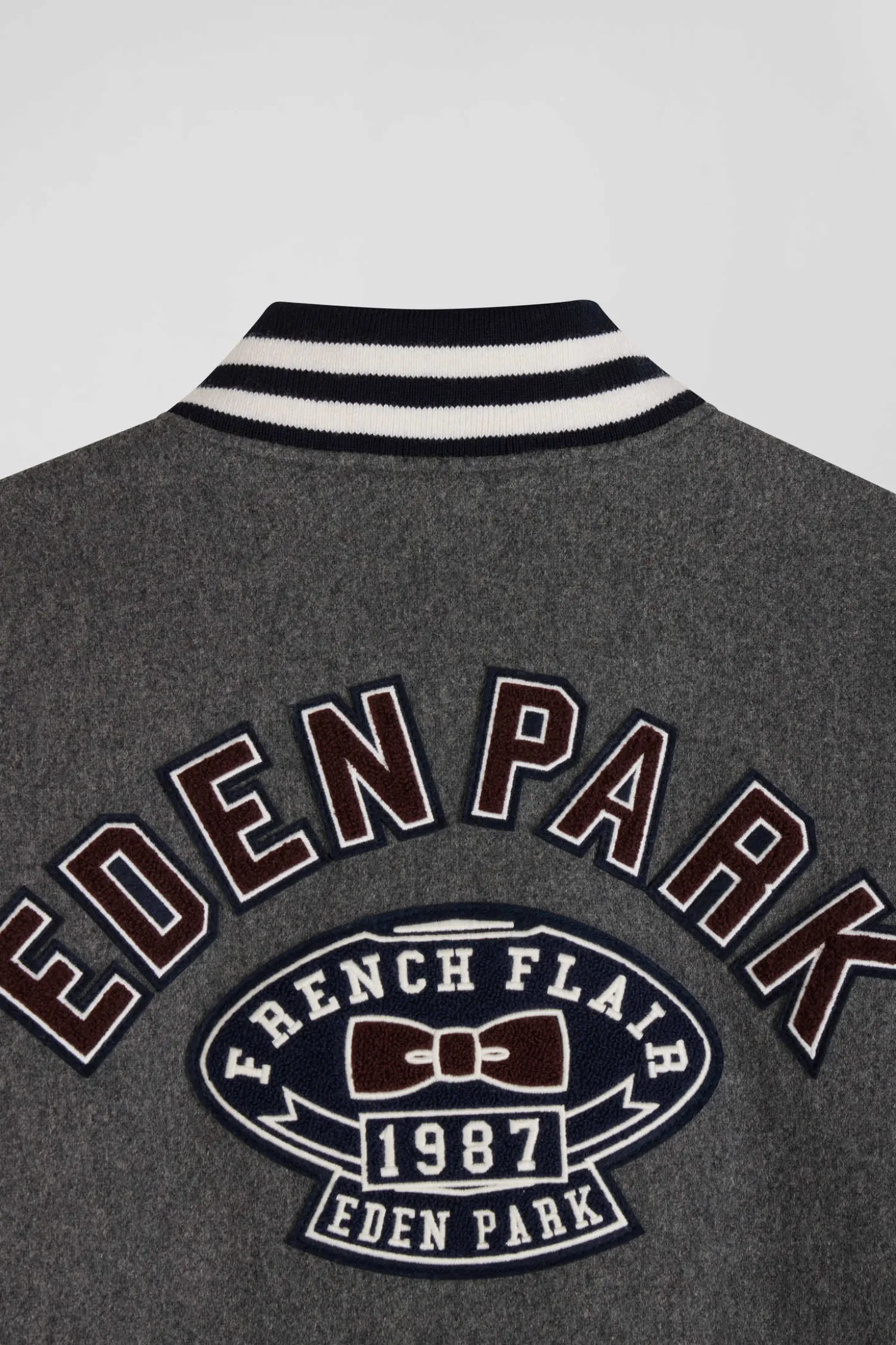 Blouson Teddy gris foncé en cuir
