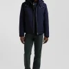 Blouson zippé à capuche bleu marine