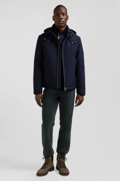 Blouson zippé à capuche bleu marine