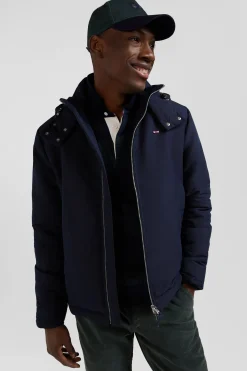 Blouson zippé à capuche bleu marine