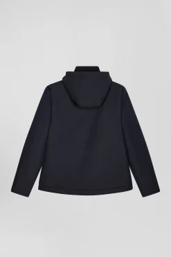 Blouson zippé à capuche bleu marine