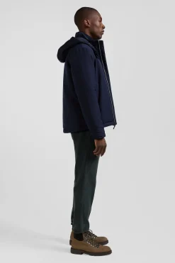 Blouson zippé à capuche bleu marine