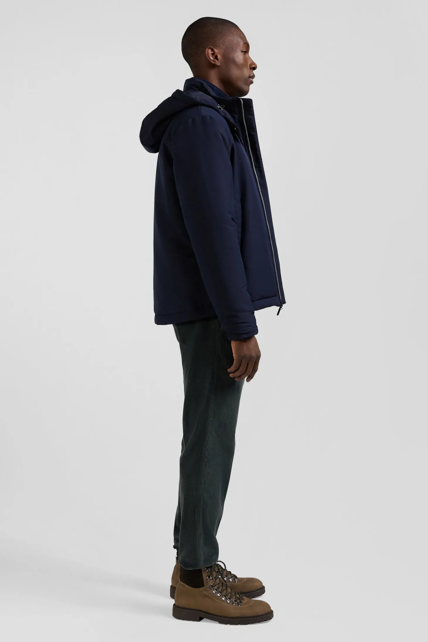 Blouson zippé à capuche bleu marine
