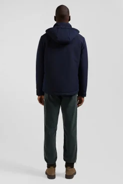 Blouson zippé à capuche bleu marine