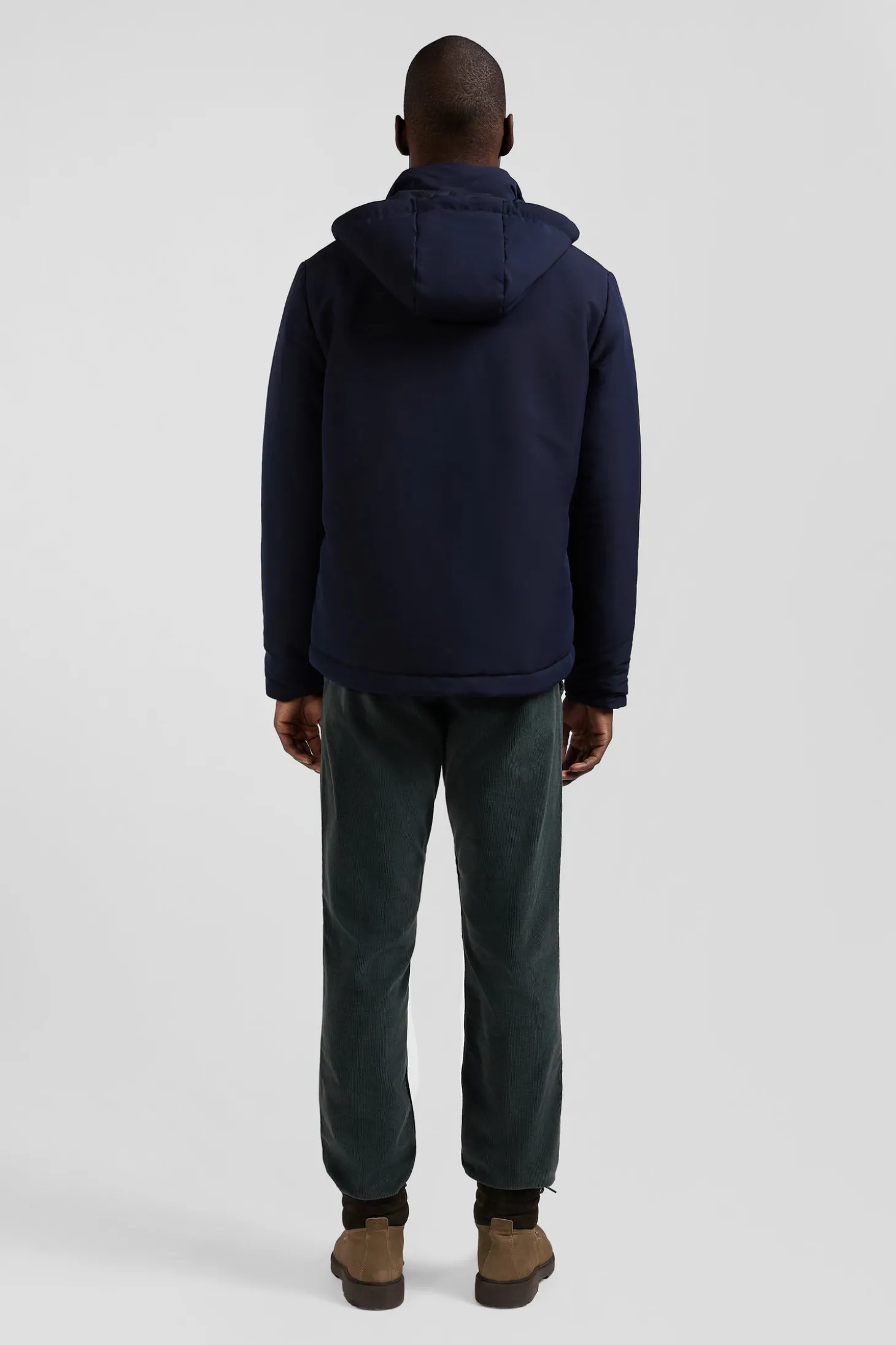 Blouson zippé à capuche bleu marine