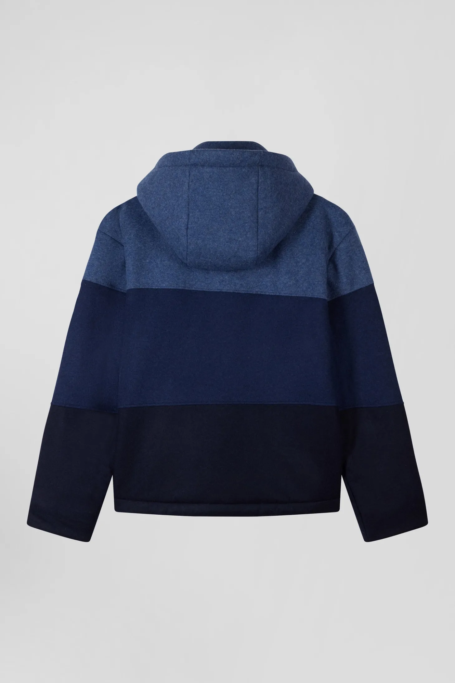 Blouson zippé à capuche en jersey de laine bleu marine