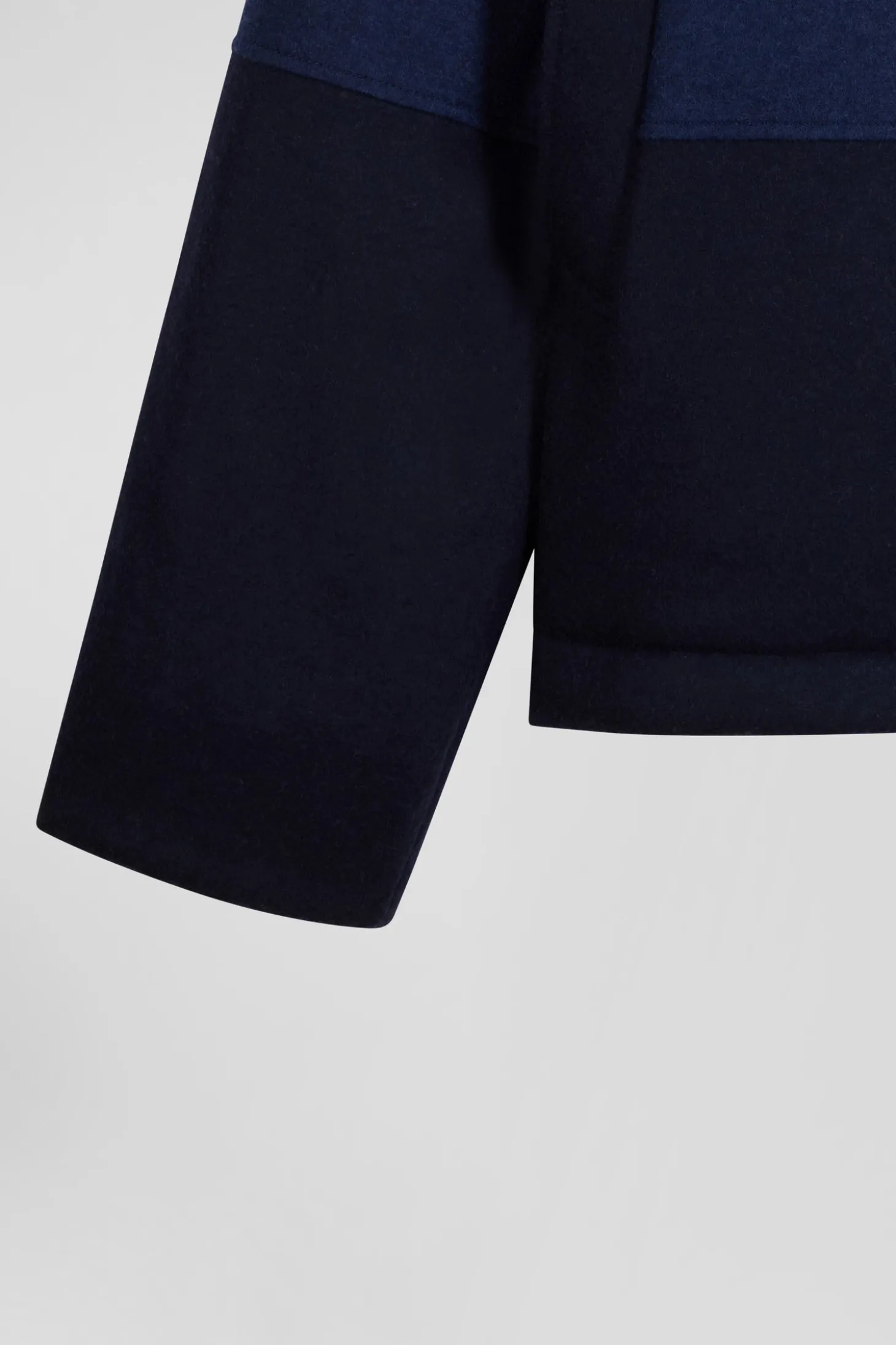 Blouson zippé à capuche en jersey de laine bleu marine