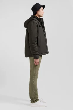 Blouson zippé à capuche kaki