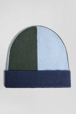 Bonnet colorblock en coton bleu marine
