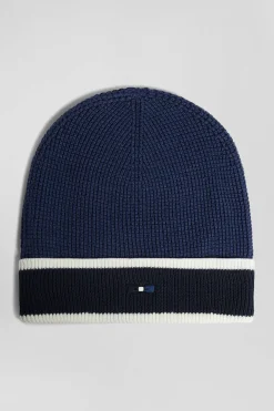 Bonnet en coton bleu foncé jacquard EP10