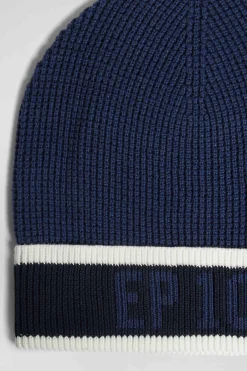 Bonnet en coton bleu foncé jacquard EP10