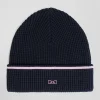 Bonnet en coton bleu marine détails roses