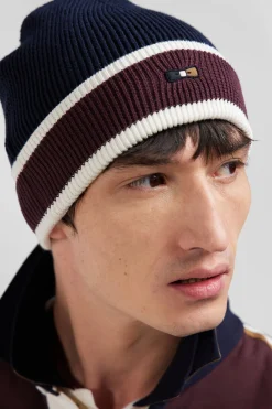 Bonnet en coton bleu marine jacquard EP10