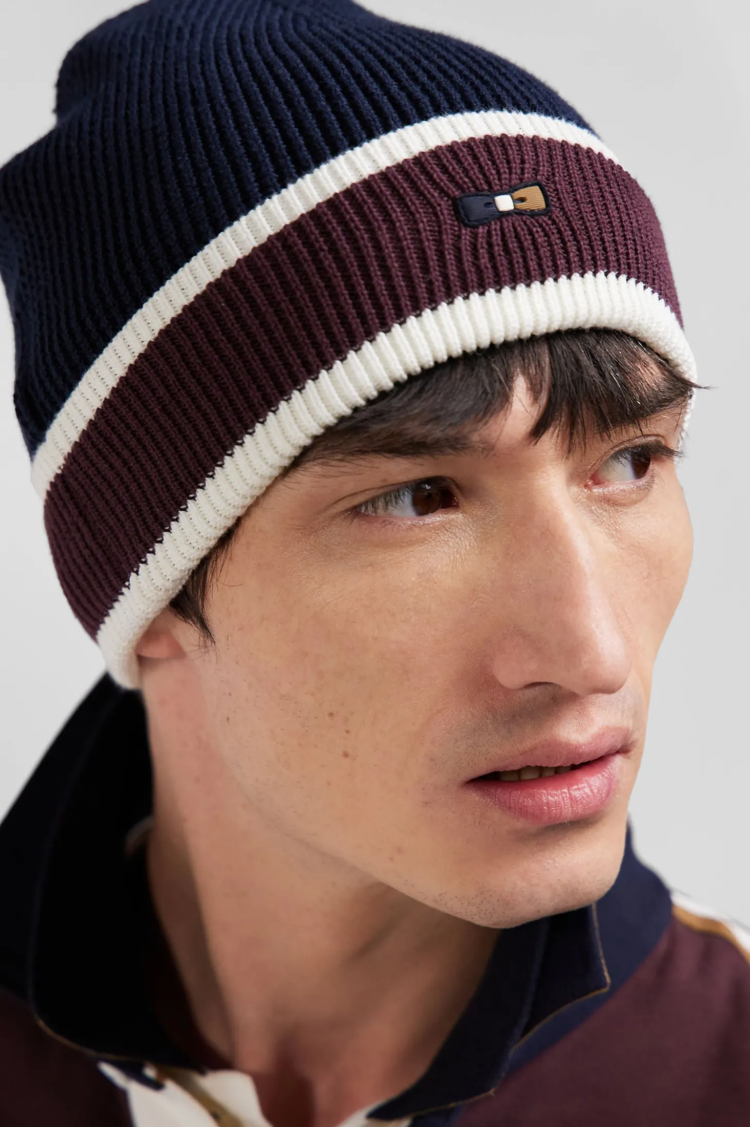 Bonnet en coton bleu marine jacquard EP10