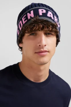 Bonnet en coton bleu marine jacquard EDEN PARK