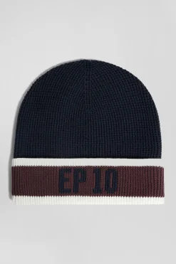 Bonnet en coton bleu marine jacquard EP10