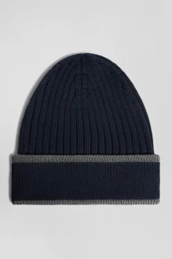 Bonnet en coton bleu marine jacquard EDEN PARK