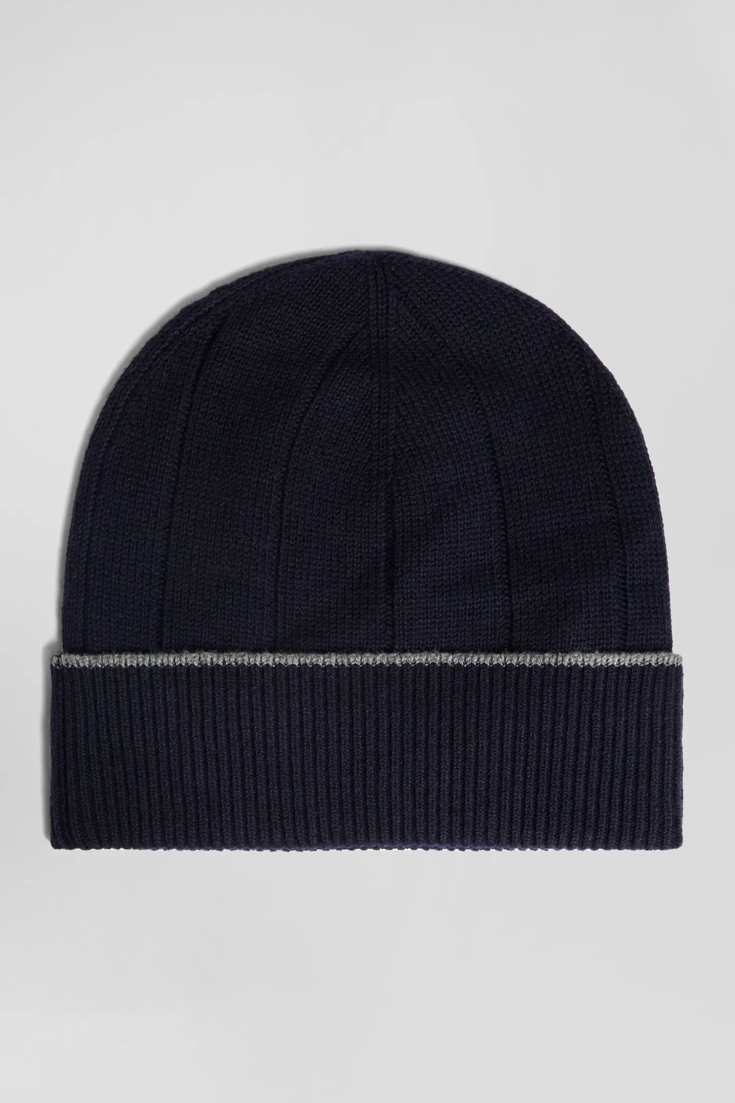 Bonnet en coton et cachemire bleu marine liseré contrasté