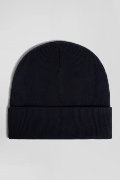 Bonnet en coton et cachemire bleu marine