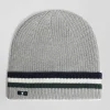 Bonnet en coton gris à revers rayé