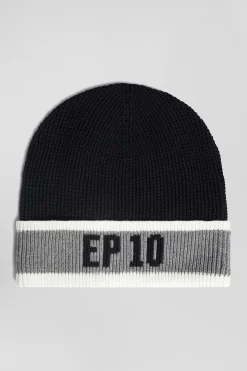 Bonnet en coton noir jacquard EP10