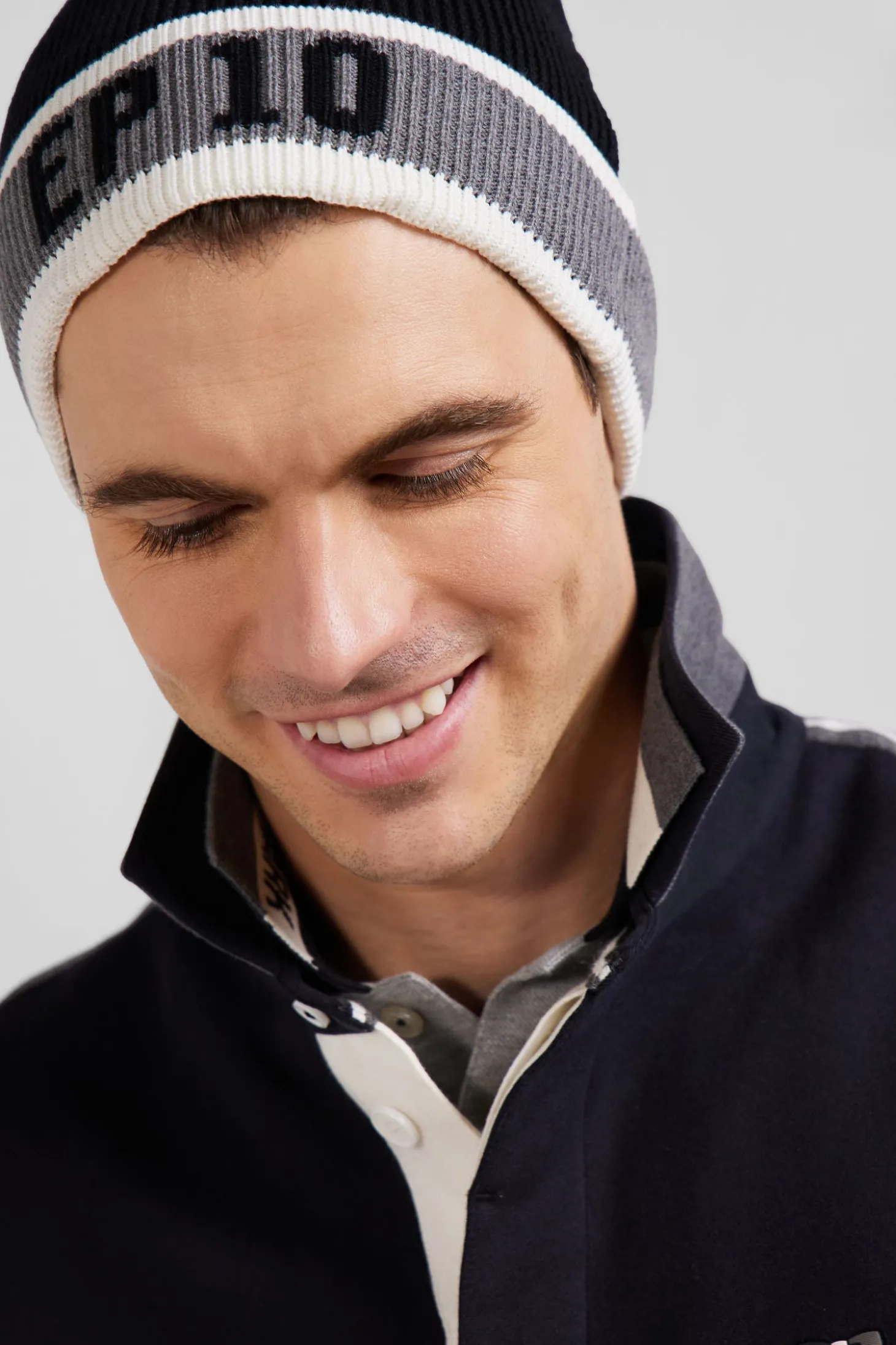 Bonnet en coton noir jacquard EP10